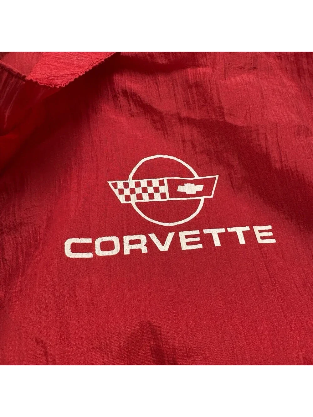 Vintage 80s Corvette Windbreaker Jacket Size Medium Red Sports Car